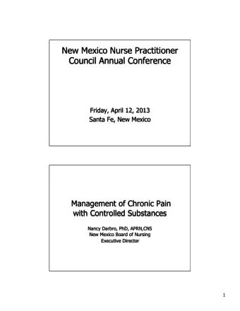 New Mexico Nurse Practitioner  Council Annual Conference  Friday, April 12, 2013  Santa Fe, New