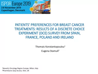 PATIENTS PREFERENCES FOR BREAST CANCER  TR  TREATMENTS:  : RESULTS OF A D  DISC  ISCRETE CH