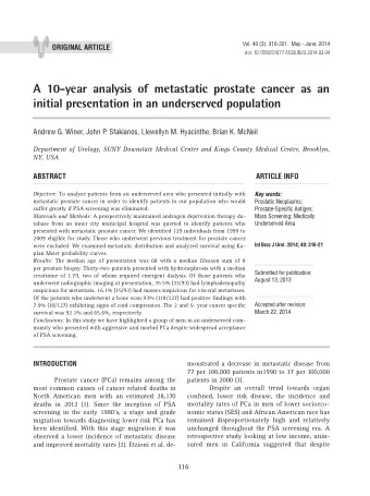 A 10-year analysis of metastatic prostate cancer as an  initial presentation in an underserved