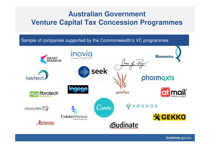 australian government venture capital tax concession