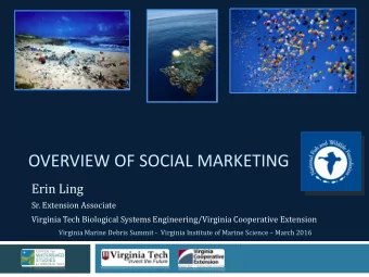 OVERVIEW OF SOCIAL MARKETING  Erin Ling  Sr. Extension Associate  Virginia Tech Biological Systems