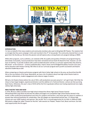 INTRODUCTION Im here on behalf of the many students and community members who want to Bring Back