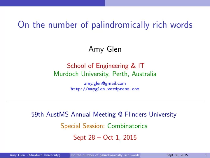 on the number of palindromically rich words