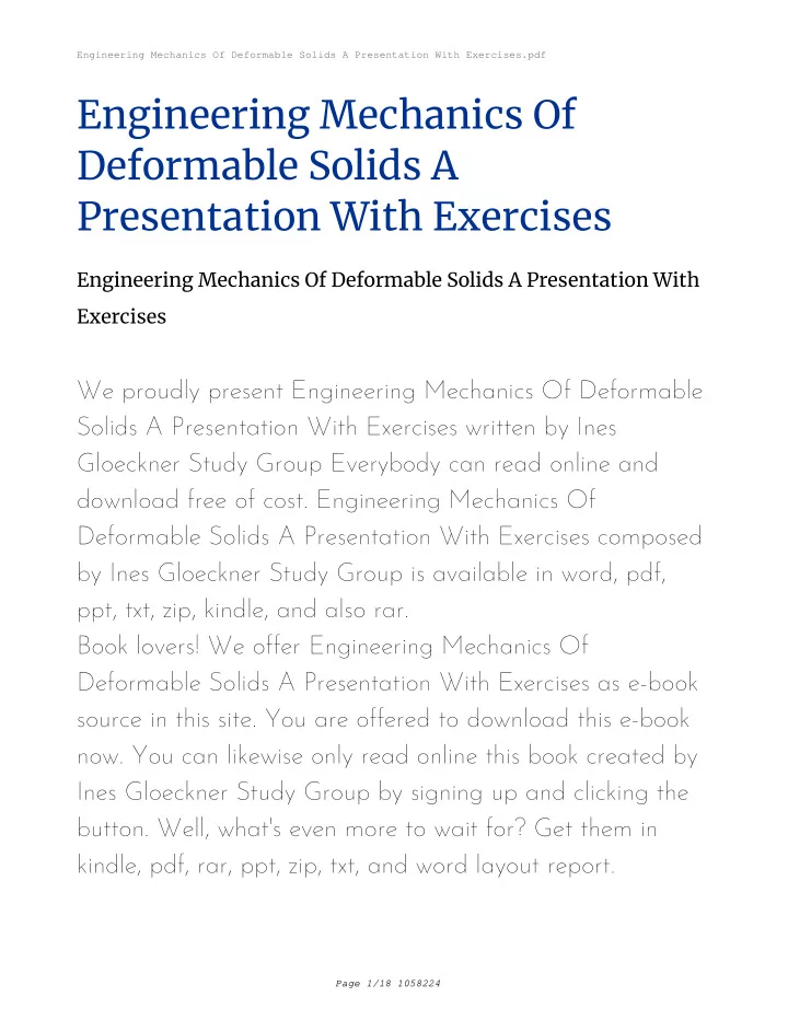 engineering mechanics of deformable solids a presentation