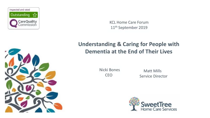 dementia at the end of their lives