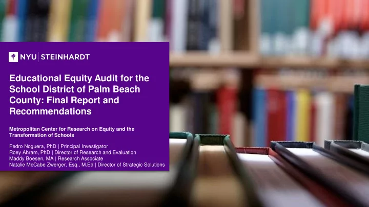 educational equity audit for the school district of palm