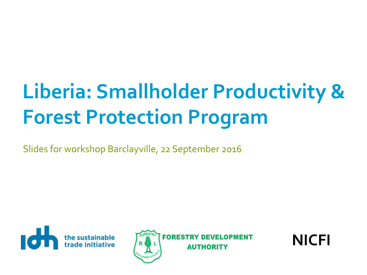 liberia smallholder productivity