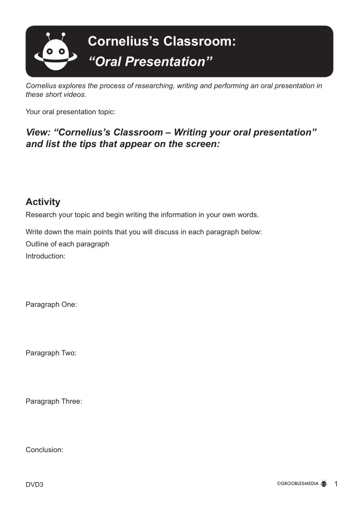 cornelius s classroom oral presentation