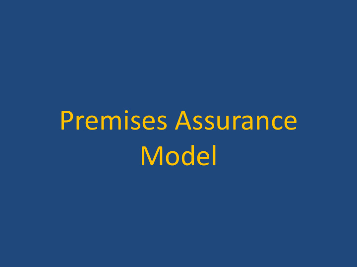 premises assurance model nhs pam structure and content