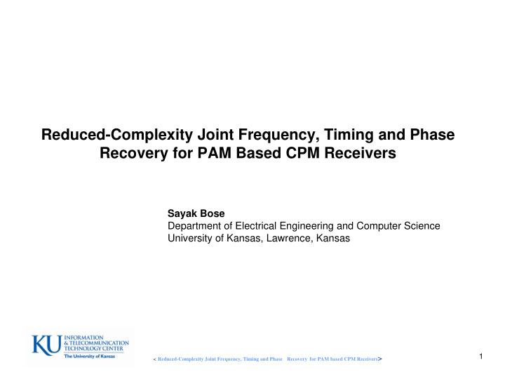reduced complexity joint frequency timing and phase