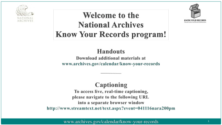 archives gov calendar know your records