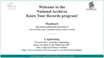 www.archives.gov/calendar/know-your-records  1  The National Archives and Records Administration