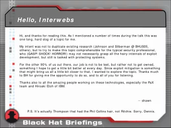 Hello, I nterw ebs  Hi, and thanks for reading this. As I mentioned a number of times during the