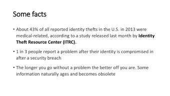 So  Some facts  About 43% of all reported identity thefts in the U.S. in 2013 were