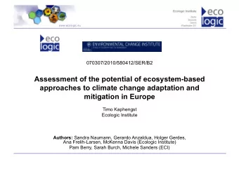 Assessment of the potential of ecosystem-based  approaches to climate change adaptation and
