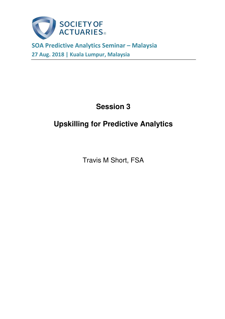session 3 upskilling for predictive analytics
