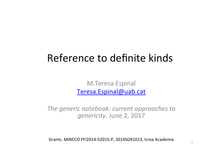 reference to definite kinds