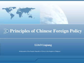 Principles of Chinese Foreign Policy  LIAO Liqiang  Ambassador of the Peoples Republic of China