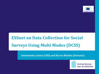 Surveys Using Multi Modes (DCSS)  Annemieke Luiten (CBS) and Karen Blanke (Destatis)  1. The ESSnet