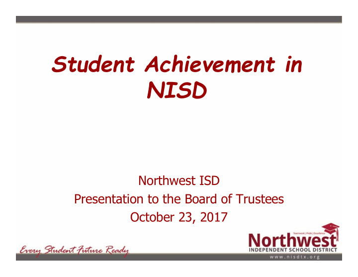 student achievement in nisd