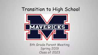 Transition to High School  8th Grade Parent Meeting  Spring 2019  Class of 2023  Agenda  Welcome