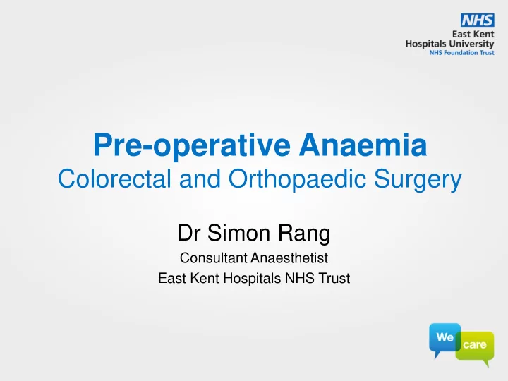 pre operative anaemia