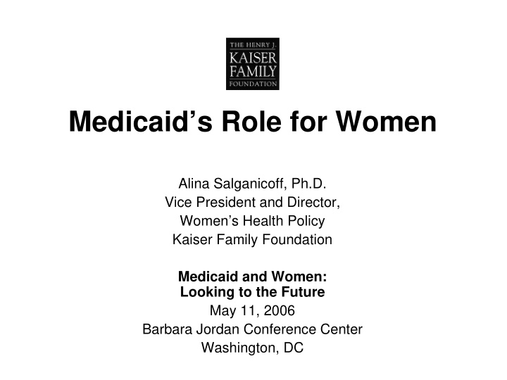 medicaid s role for women