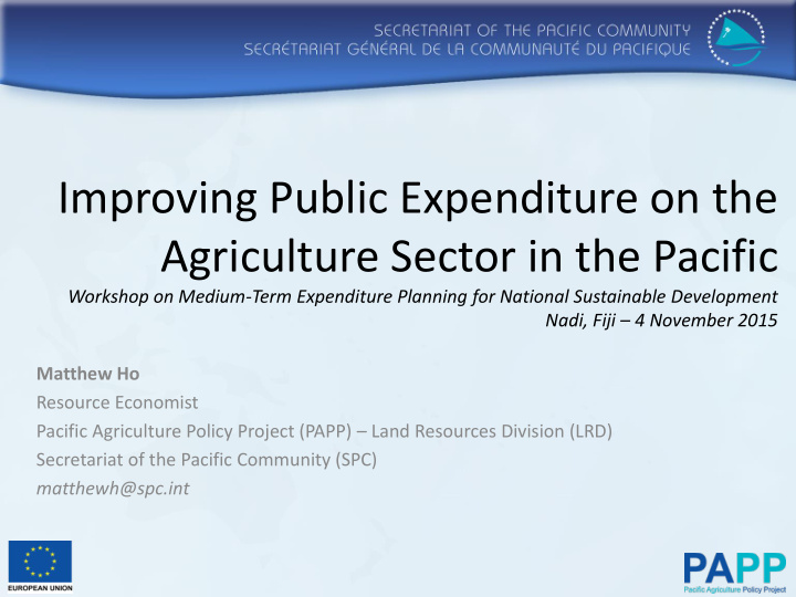 agriculture sector in the pacific