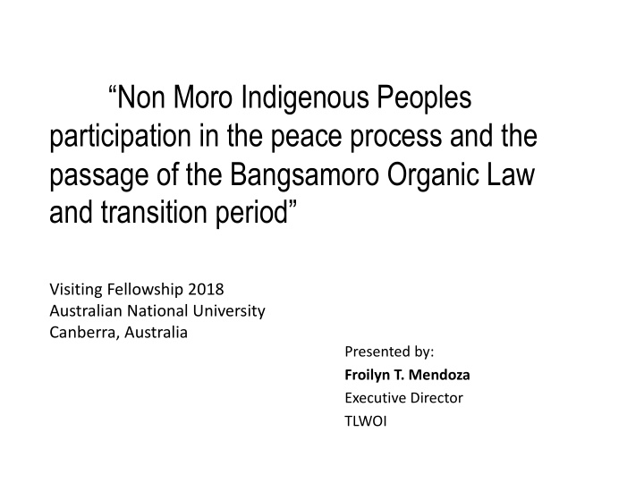 non moro indigenous peoples participation in the peace