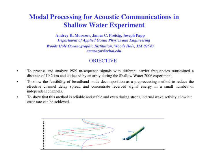 modal processing for acoustic communications in shallow