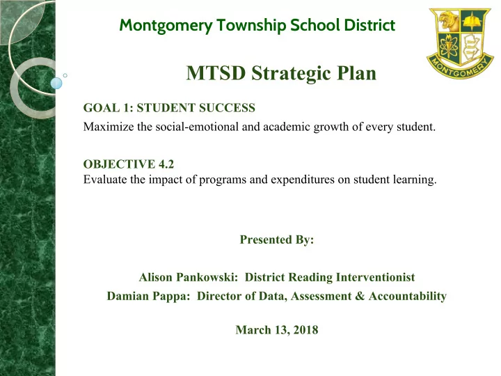 mtsd strategic plan