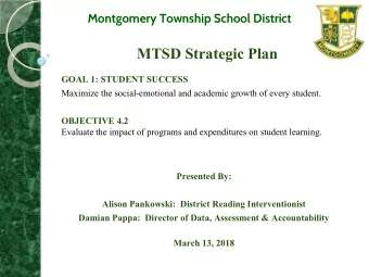 MTSD Strategic Plan  GOAL 1: STUDENT SUCCESS  Maximize the social-emotional and academic growth of