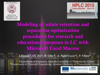 Modeling of solute retention and  separation optimization  procedures for research and  educational