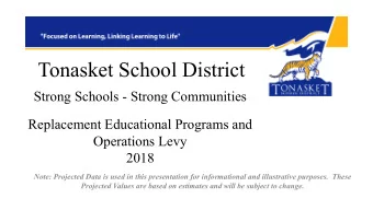 Tonasket School District  Strong Schools - Strong Communities  Replacement Educational Programs and