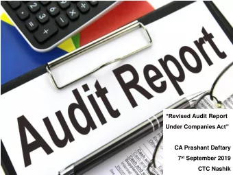 Revised Audit Report Under Companies Act  CA Prashant Daftary 7 st September 2019  CTC Nashik