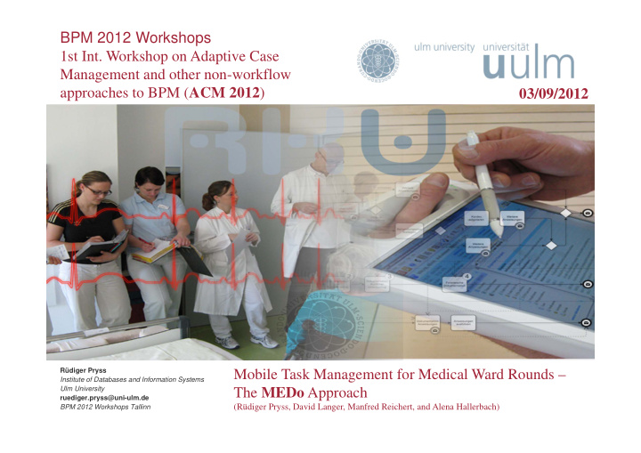bpm 2012 workshops 1st int workshop on adaptive case