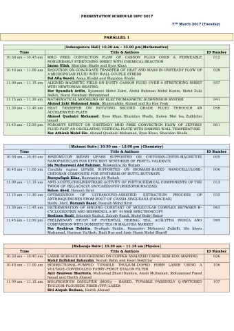 PARALLEL 1 |Inderaputera Hall| 10.30 am  12.00 pm|Mathematics|  Time  Title &amp; Authors  ID