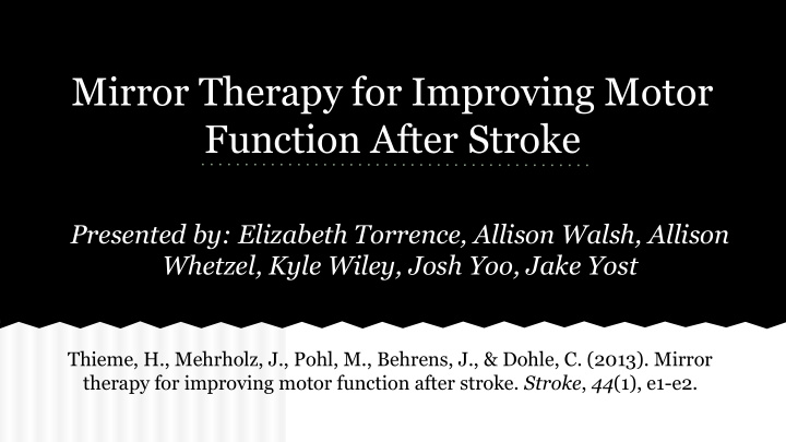 mirror therapy for improving motor function after stroke