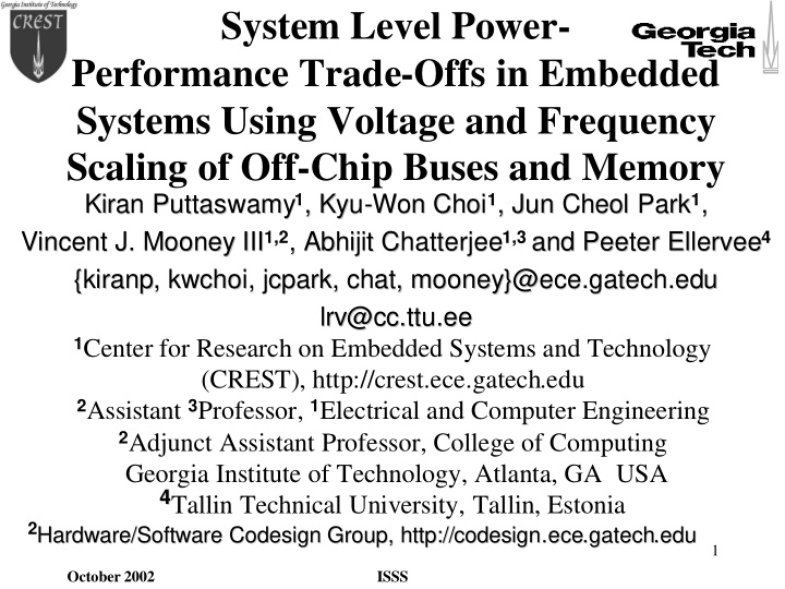 system level power performance trade offs in embedded