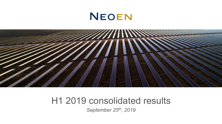 h1 2019 consolidated results