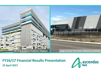 FY16/17 Financial Results Presentation  25 April 2017  Disclaimers This material shall be read in