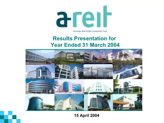 Results Presentation for  Year Ended 31 March 2004  15 April 2004  This Presentation is focused on
