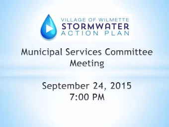 Separate Storm Sewer Study  Purpose of tonights meeting:  Studies by Christopher B. Burke