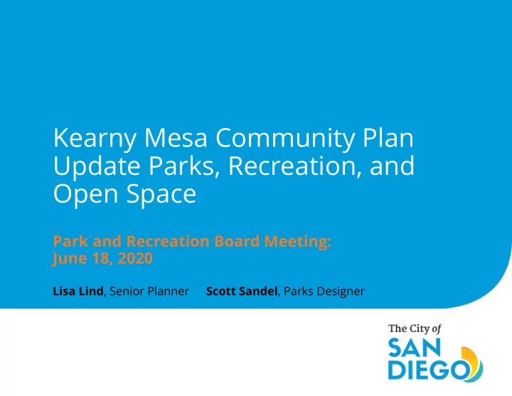 kearny mesa community plan update parks recreation and