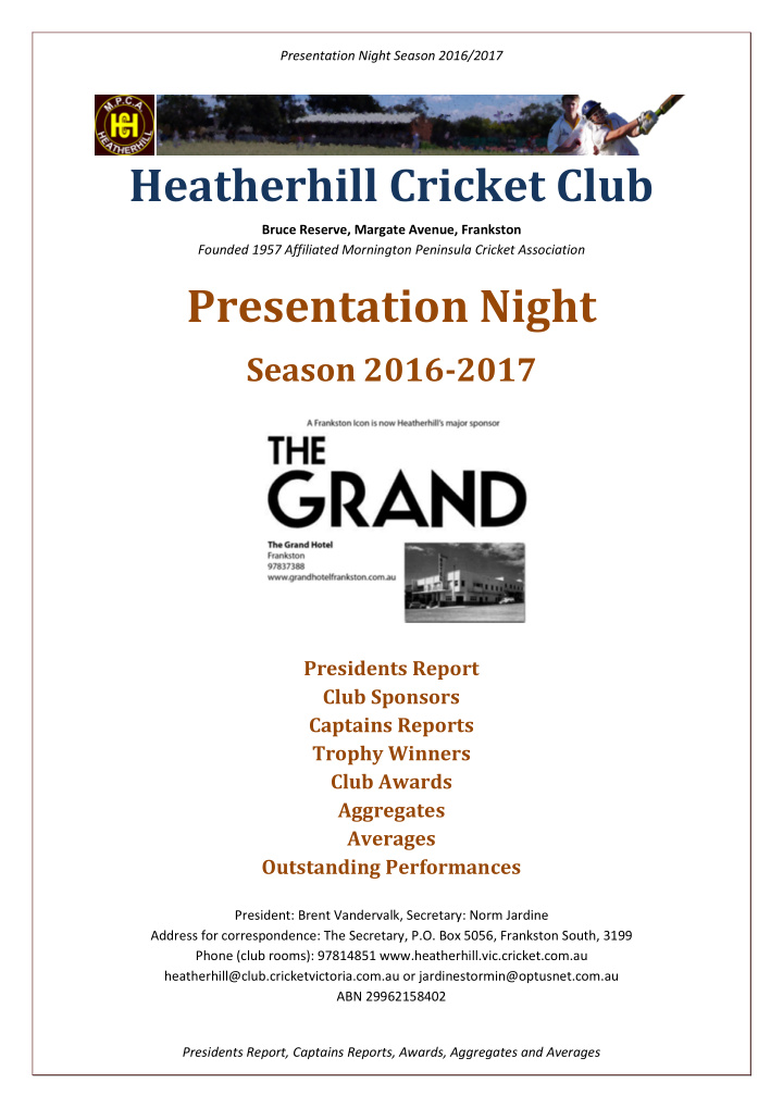 heatherhill cricket club
