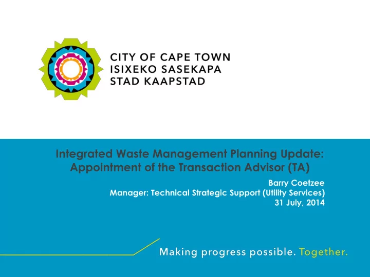 integrated waste management planning update