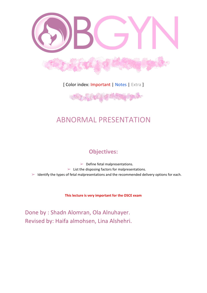 abnormal presentation