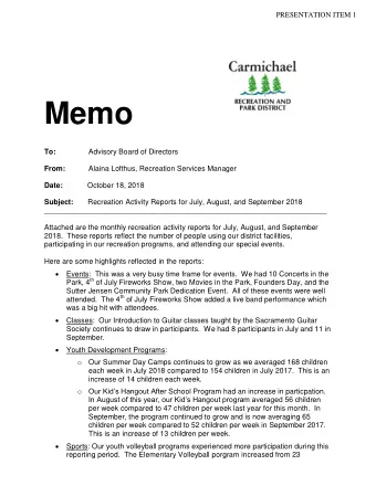 participants in 2017 to 33 participants this year, an increase of 10 participants.  Our Middle