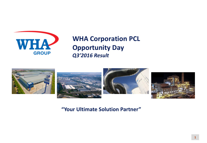 wha corporation pcl opportunity day