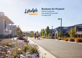 Business for Purpose  Results Presentation  Year ended 30 June 2018  15 August 2018  LIFESTYLE